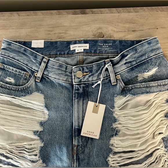 Good American “The Khloé Jean” Super High-Rise Distressed Jeans NWT- Size 12 - Picture 4 of 8